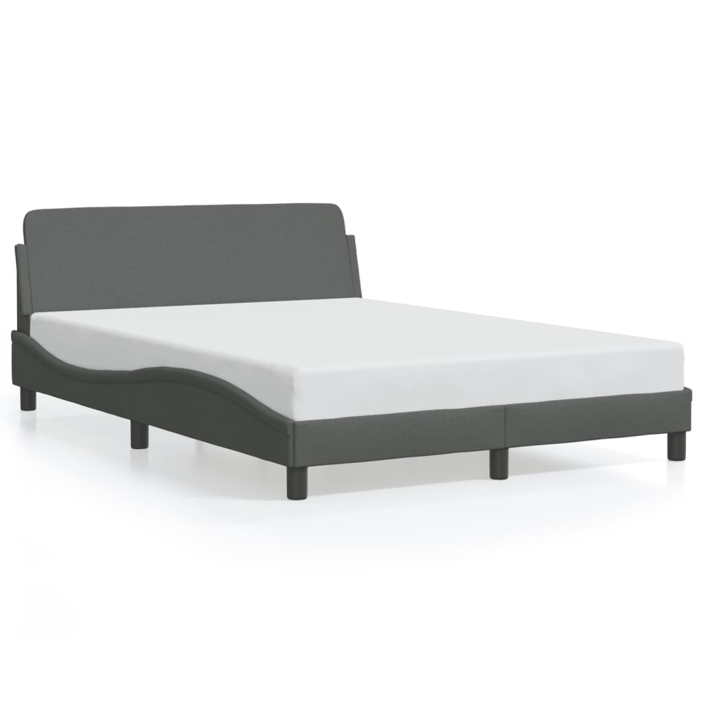 Bedframe met hoofdbord stof donkergrijs 140x190 cm Bedden & bedframes | Creëer jouw Trendy Thuis | Gratis bezorgd & Retour | Trendy.nl