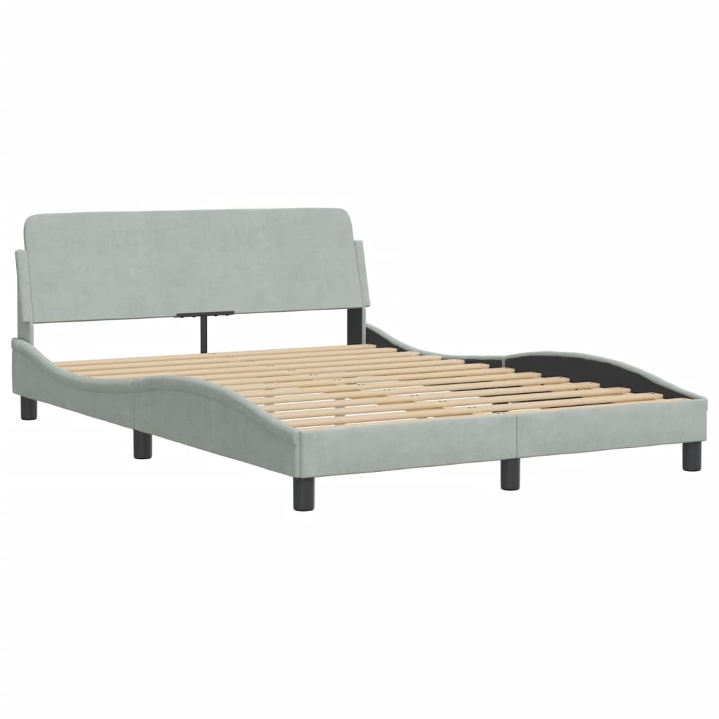 Bedframe met hoofdeinde fluweel lichtgrijs 140x190 cm Bedden & bedframes | Creëer jouw Trendy Thuis | Gratis bezorgd & Retour | Trendy.nl