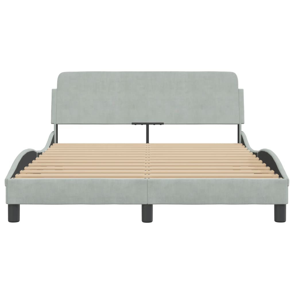 Bedframe met hoofdeinde fluweel lichtgrijs 140x190 cm Bedden & bedframes | Creëer jouw Trendy Thuis | Gratis bezorgd & Retour | Trendy.nl