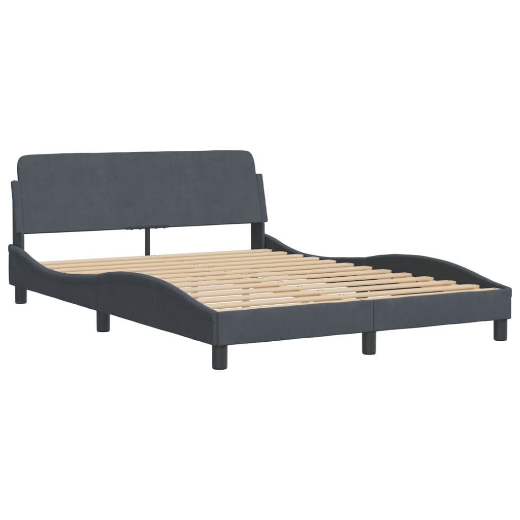 Bedframe met hoofdeinde fluweel donkergrijs 140x190 cm Bedden & bedframes | Creëer jouw Trendy Thuis | Gratis bezorgd & Retour | Trendy.nl