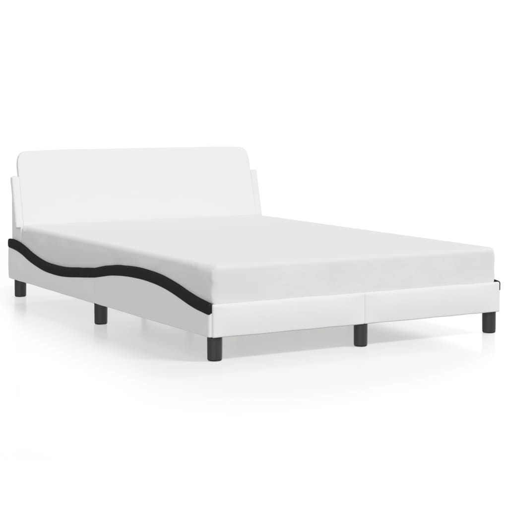 Bedframe met hoofdbord kunstleer wit en zwart 140x190 cm