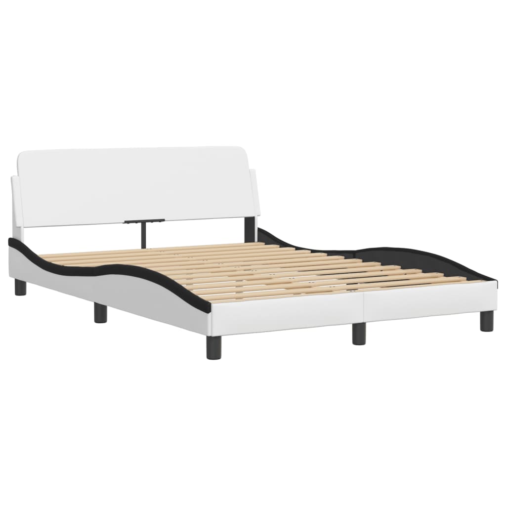 Bedframe met hoofdbord kunstleer wit en zwart 140x190 cm