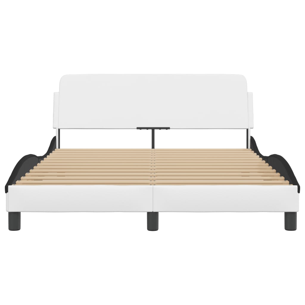 Bedframe met hoofdbord kunstleer wit en zwart 140x190 cm