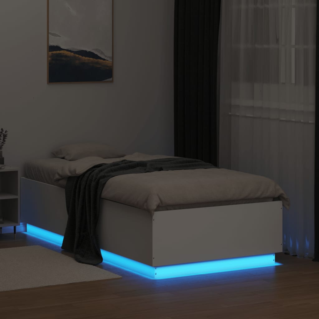 Bedframe met LED-verlichting bewerkt hout wit 90x190 cm Bedden & bedframes | Creëer jouw Trendy Thuis | Gratis bezorgd & Retour | Trendy.nl