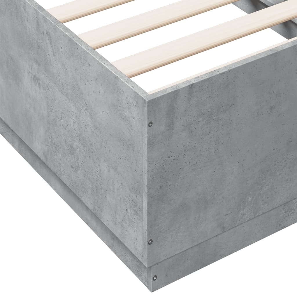 Bedframe met LED-verlichting bewerkt hout betongrijs 90x190 cm Bedden & bedframes | Creëer jouw Trendy Thuis | Gratis bezorgd & Retour | Trendy.nl