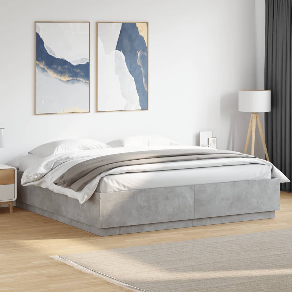 Bedframe bewerkt hout betongrijs 180x200 cm Bedden & bedframes | Creëer jouw Trendy Thuis | Gratis bezorgd & Retour | Trendy.nl