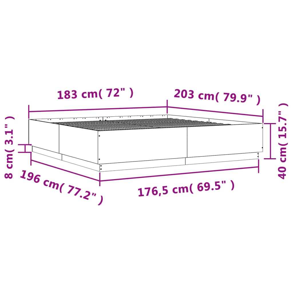 Bedframe bewerkt hout betongrijs 180x200 cm Bedden & bedframes | Creëer jouw Trendy Thuis | Gratis bezorgd & Retour | Trendy.nl