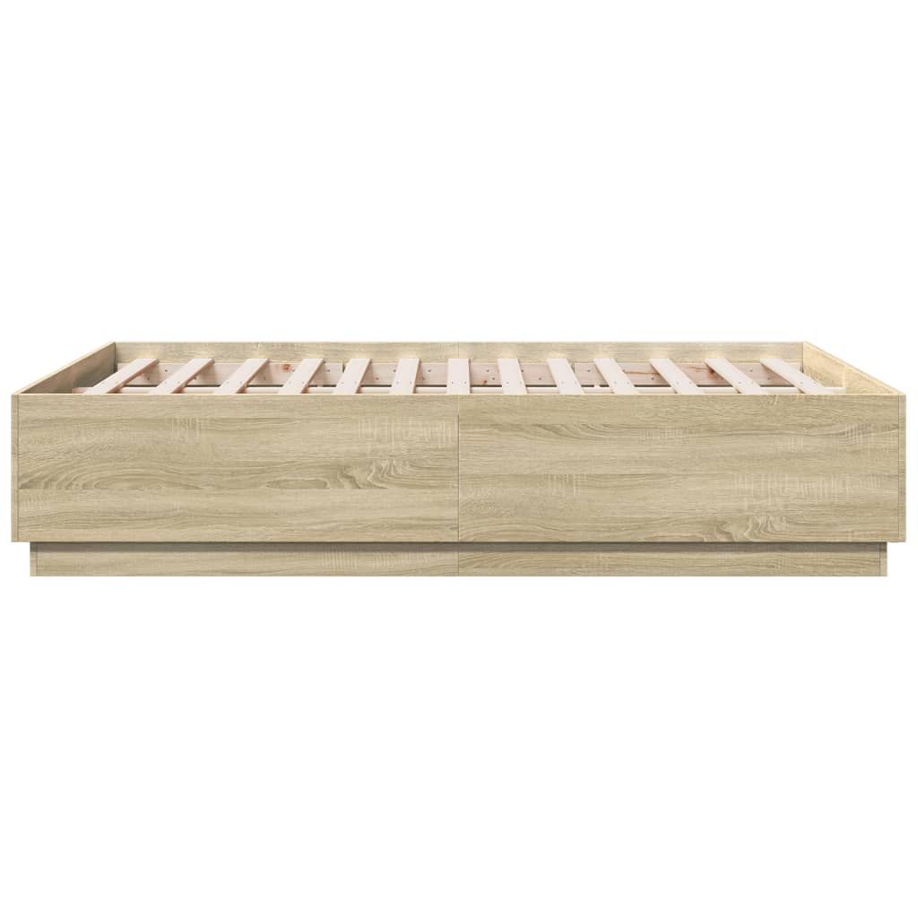 Bedframe bewerkt hout sonoma eikenkleurig 90x190 cm Bedden & bedframes | Creëer jouw Trendy Thuis | Gratis bezorgd & Retour | Trendy.nl