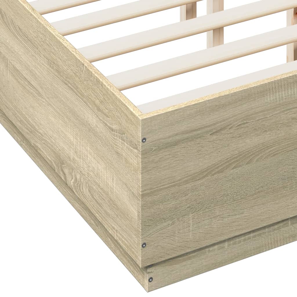 Bedframe bewerkt hout sonoma eikenkleurig 90x190 cm Bedden & bedframes | Creëer jouw Trendy Thuis | Gratis bezorgd & Retour | Trendy.nl