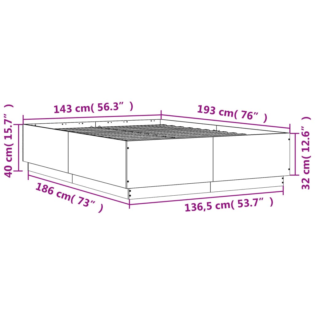 Bedframe bewerkt hout sonoma eikenkleurig 90x190 cm Bedden & bedframes | Creëer jouw Trendy Thuis | Gratis bezorgd & Retour | Trendy.nl