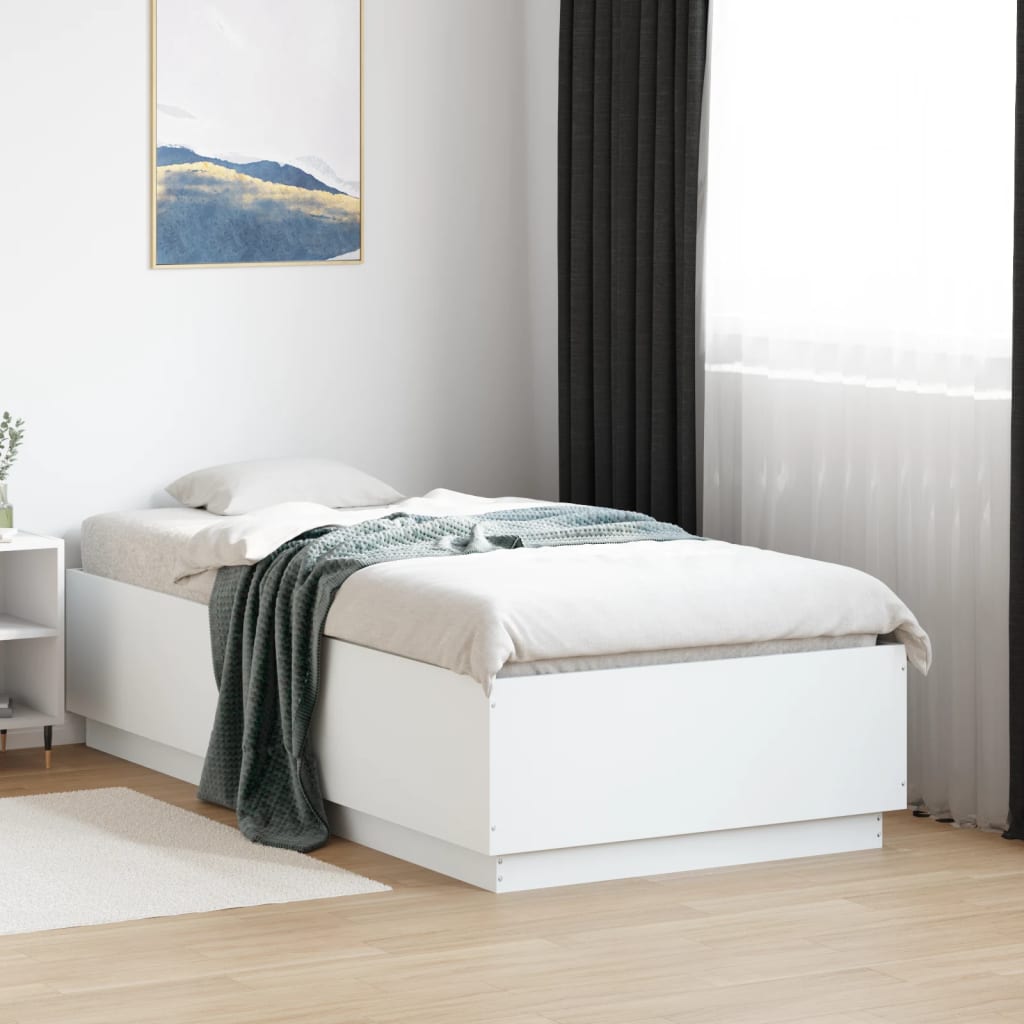 Bedframe bewerkt hout wit 90x190 cm Bedden & bedframes | Creëer jouw Trendy Thuis | Gratis bezorgd & Retour | Trendy.nl