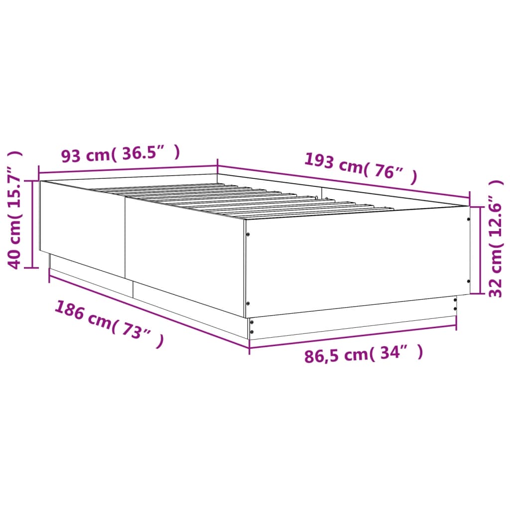 Bedframe bewerkt hout wit 90x190 cm Bedden & bedframes | Creëer jouw Trendy Thuis | Gratis bezorgd & Retour | Trendy.nl