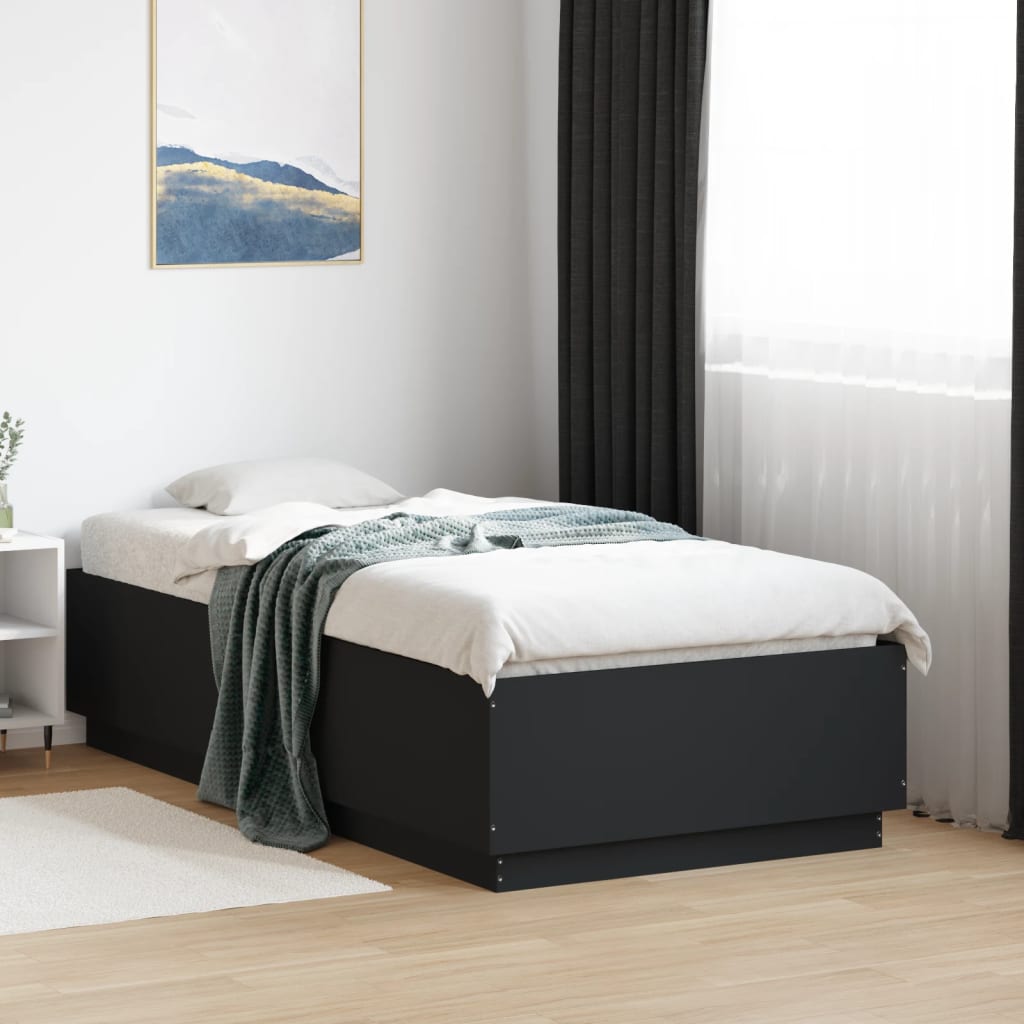 Bedframe bewerkt hout zwart 90x190 cm Bedden & bedframes | Creëer jouw Trendy Thuis | Gratis bezorgd & Retour | Trendy.nl