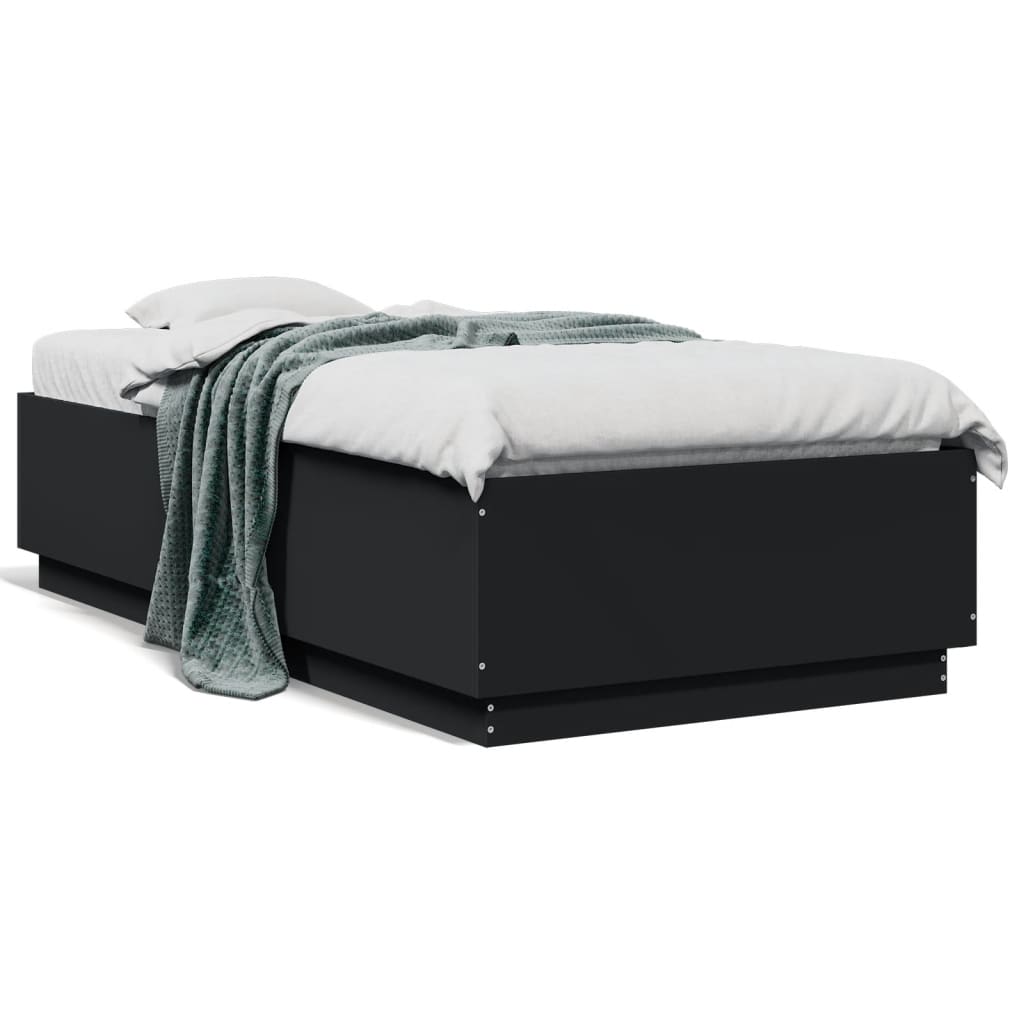 Bedframe bewerkt hout zwart 90x190 cm Bedden & bedframes | Creëer jouw Trendy Thuis | Gratis bezorgd & Retour | Trendy.nl