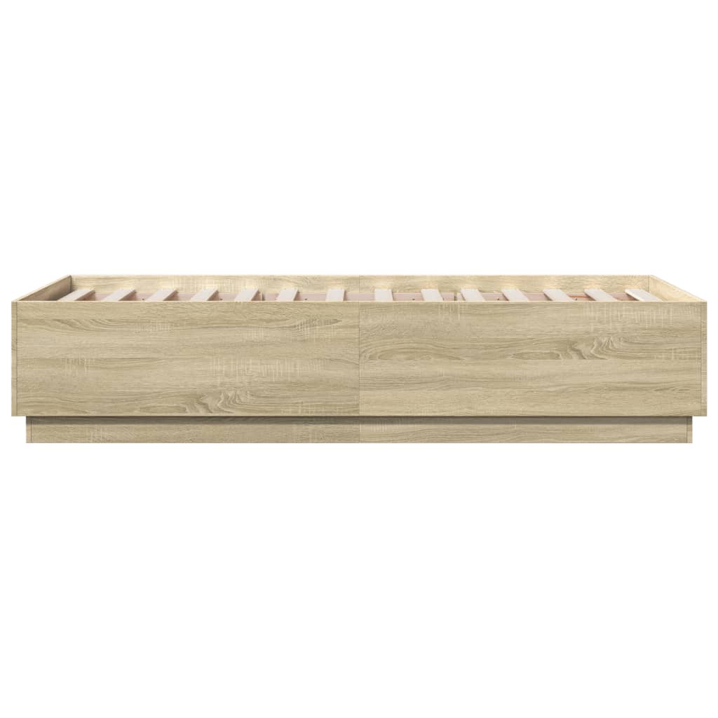 Bedframe bewerkt hout sonoma eikenkleurig 90x190 cm Bedden & bedframes | Creëer jouw Trendy Thuis | Gratis bezorgd & Retour | Trendy.nl