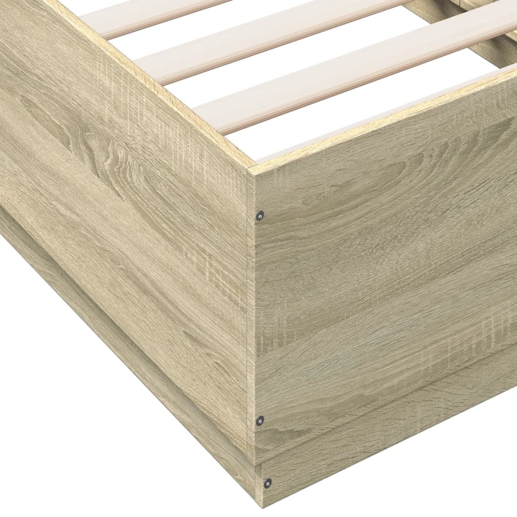 Bedframe bewerkt hout sonoma eikenkleurig 90x190 cm Bedden & bedframes | Creëer jouw Trendy Thuis | Gratis bezorgd & Retour | Trendy.nl