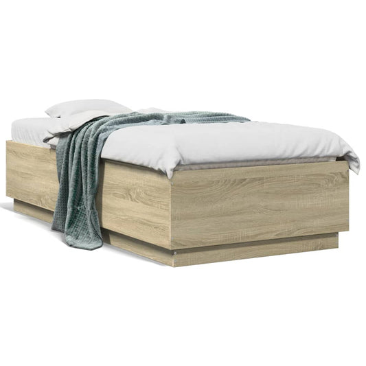 Bedframe bewerkt hout sonoma eikenkleurig 90x190 cm Bedden & bedframes | Creëer jouw Trendy Thuis | Gratis bezorgd & Retour | Trendy.nl