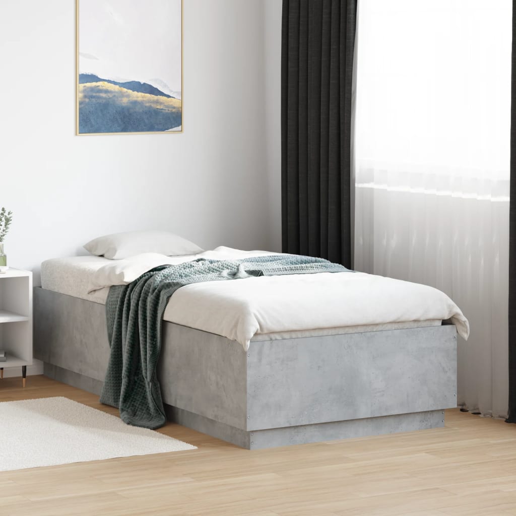 Bedframe bewerkt hout betongrijs 90x190 cm Bedden & bedframes | Creëer jouw Trendy Thuis | Gratis bezorgd & Retour | Trendy.nl