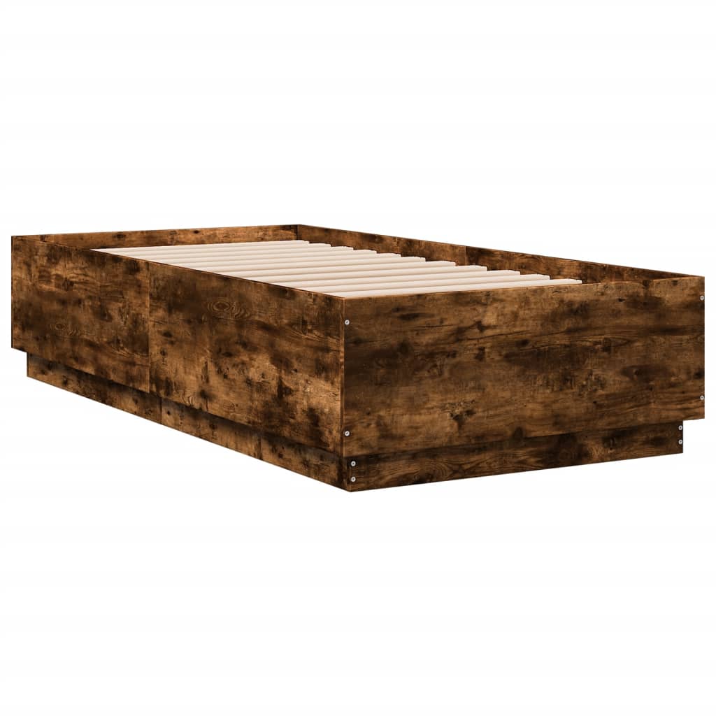 Bedframe bewerkt hout gerookt eikenkleurig 90x190 cm Bedden & bedframes | Creëer jouw Trendy Thuis | Gratis bezorgd & Retour | Trendy.nl