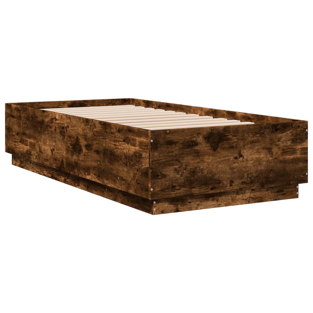 Bedframe bewerkt hout gerookt eikenkleurig 90x190 cm Bedden & bedframes | Creëer jouw Trendy Thuis | Gratis bezorgd & Retour | Trendy.nl