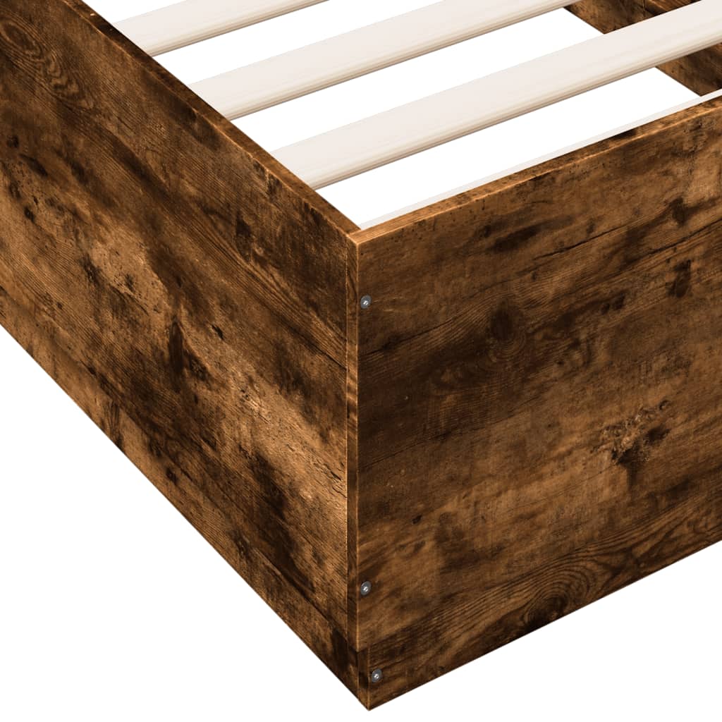 Bedframe bewerkt hout gerookt eikenkleurig 90x190 cm Bedden & bedframes | Creëer jouw Trendy Thuis | Gratis bezorgd & Retour | Trendy.nl