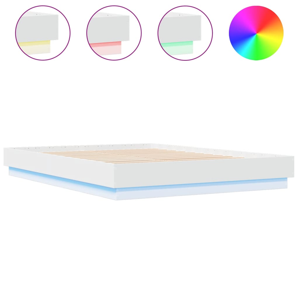 Bedframe met LED-verlichting wit 160x200 cm Bedden & bedframes | Creëer jouw Trendy Thuis | Gratis bezorgd & Retour | Trendy.nl