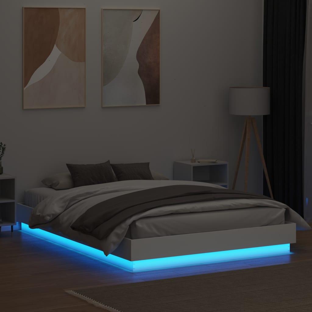 Bedframe met LED-verlichting wit 160x200 cm Bedden & bedframes | Creëer jouw Trendy Thuis | Gratis bezorgd & Retour | Trendy.nl