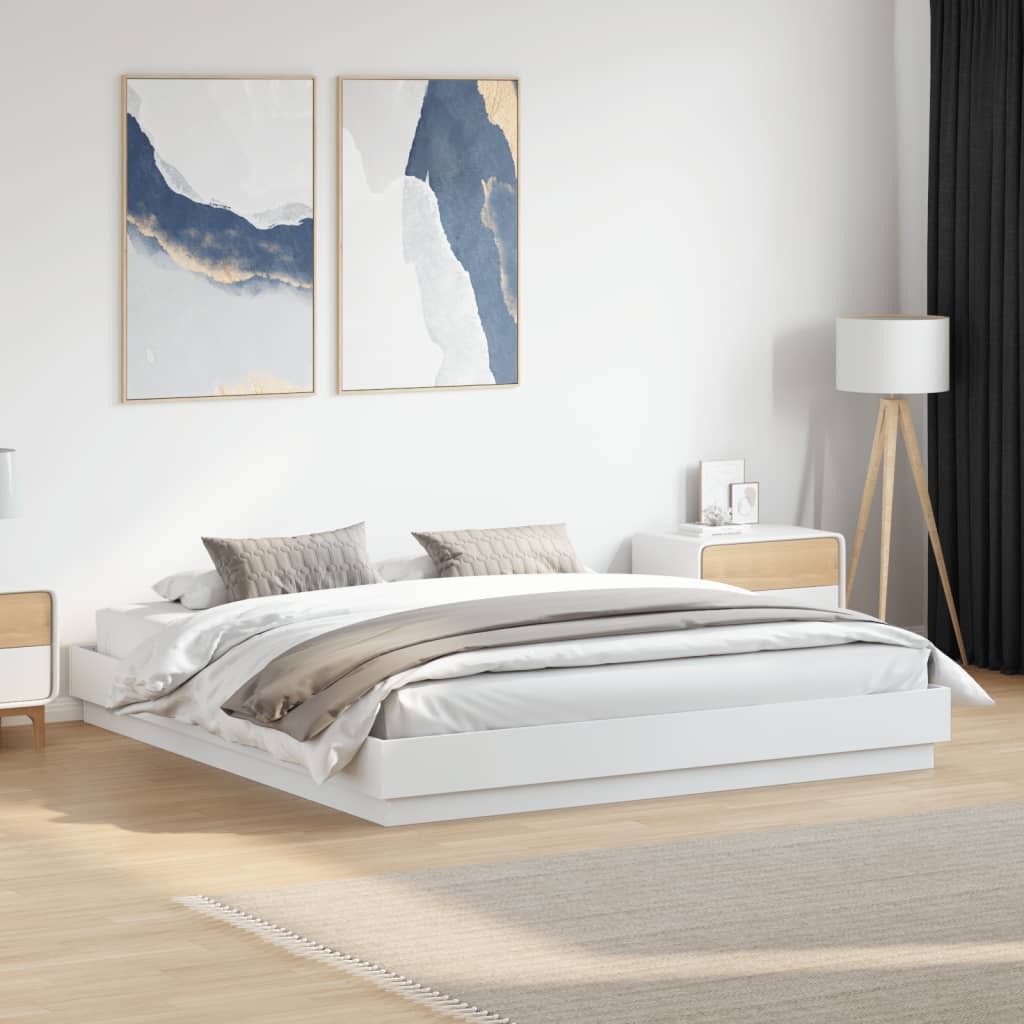 Bedframe massief hout wit 200x200 cm Bedden & bedframes | Creëer jouw Trendy Thuis | Gratis bezorgd & Retour | Trendy.nl