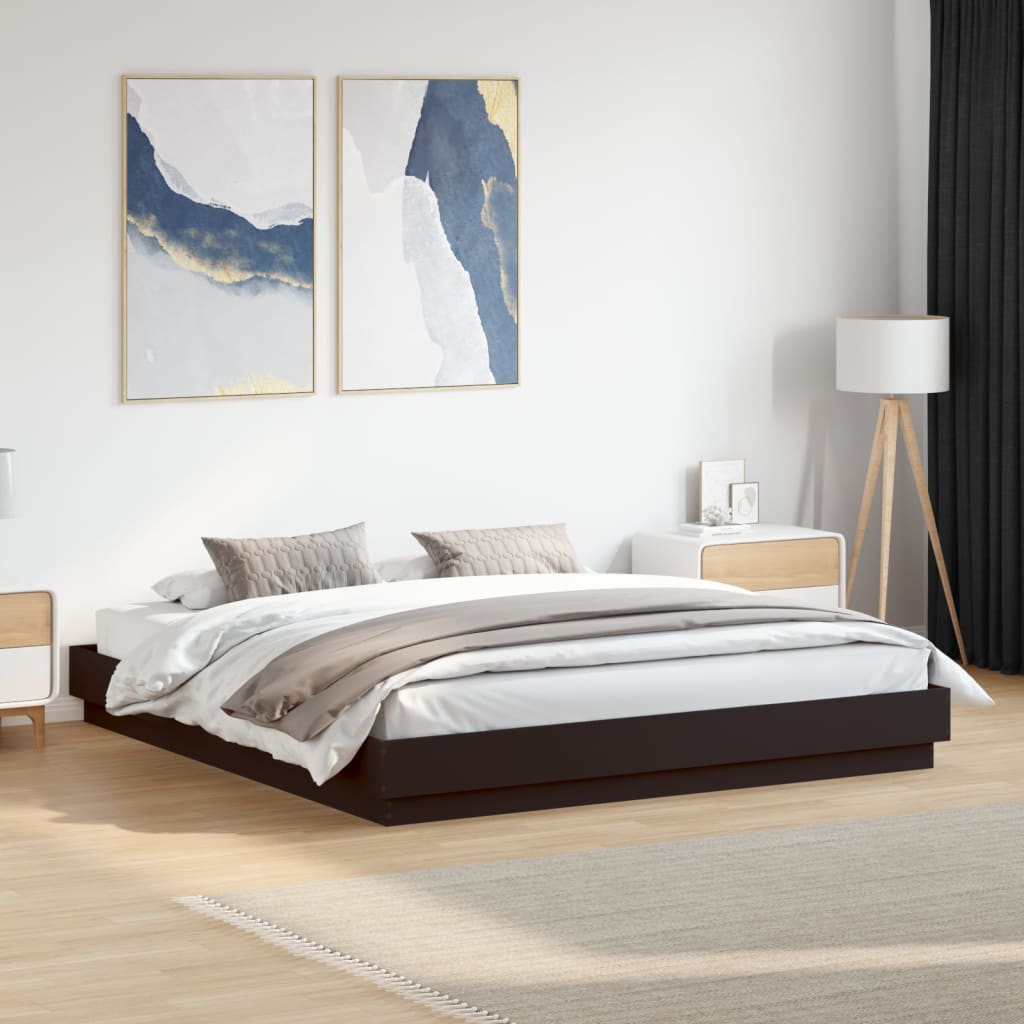 Bedframe massief hout zwart 200x200 cm Bedden & bedframes | Creëer jouw Trendy Thuis | Gratis bezorgd & Retour | Trendy.nl