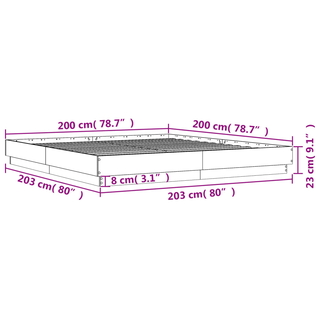 Bedframe massief hout zwart 200x200 cm Bedden & bedframes | Creëer jouw Trendy Thuis | Gratis bezorgd & Retour | Trendy.nl