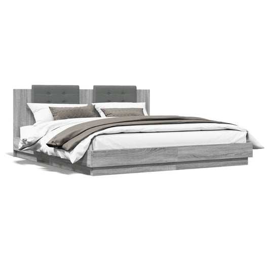 Bedframe met hoofdeinde bewerkt hout grijs sonoma 180x200 cm Bedden & bedframes | Creëer jouw Trendy Thuis | Gratis bezorgd & Retour | Trendy.nl