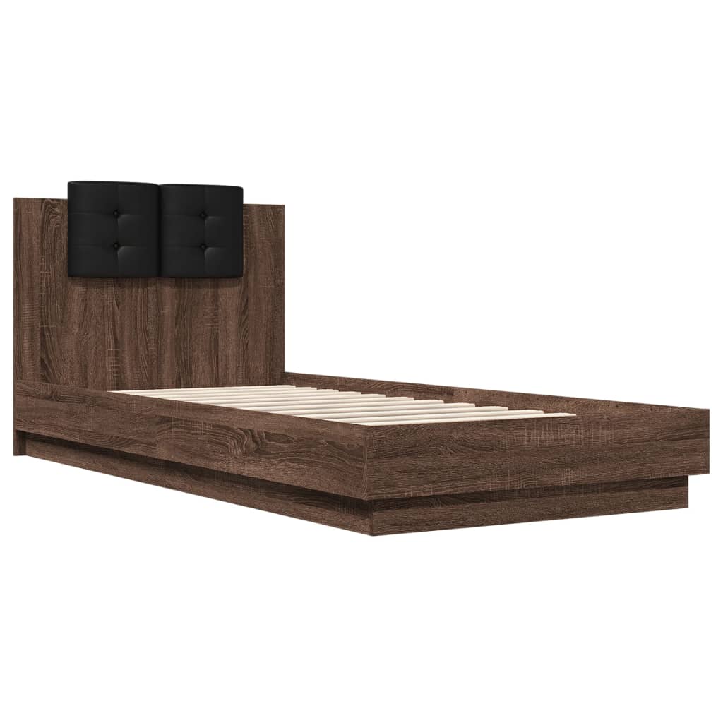 Bedframe met hoofdeinde bewerkt hout bruineikenkleur 100x200 cm Bedden & bedframes | Creëer jouw Trendy Thuis | Gratis bezorgd & Retour | Trendy.nl