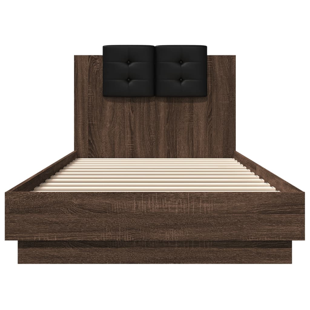 Bedframe met hoofdeinde bewerkt hout bruineikenkleur 100x200 cm Bedden & bedframes | Creëer jouw Trendy Thuis | Gratis bezorgd & Retour | Trendy.nl