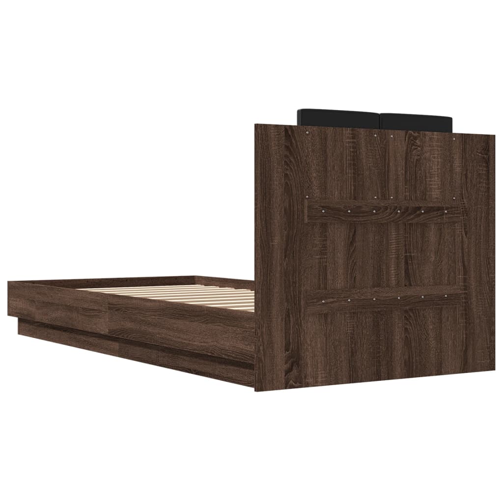 Bedframe met hoofdeinde bewerkt hout bruineikenkleur 100x200 cm Bedden & bedframes | Creëer jouw Trendy Thuis | Gratis bezorgd & Retour | Trendy.nl