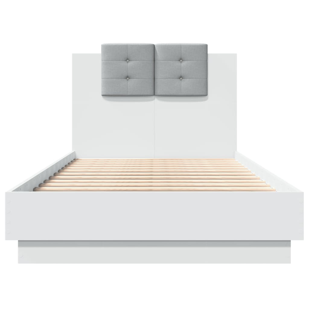 Bedframe met hoofdeinde bewerkt hout wit 90x190 cm Bedden & bedframes | Creëer jouw Trendy Thuis | Gratis bezorgd & Retour | Trendy.nl