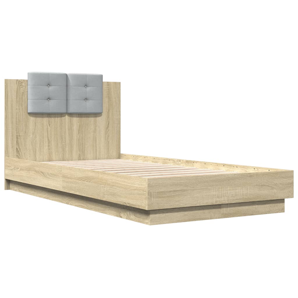 Bedframe met hoofdeinde bewerkt hout sonoma eiken 90x190 cm Bedden & bedframes | Creëer jouw Trendy Thuis | Gratis bezorgd & Retour | Trendy.nl