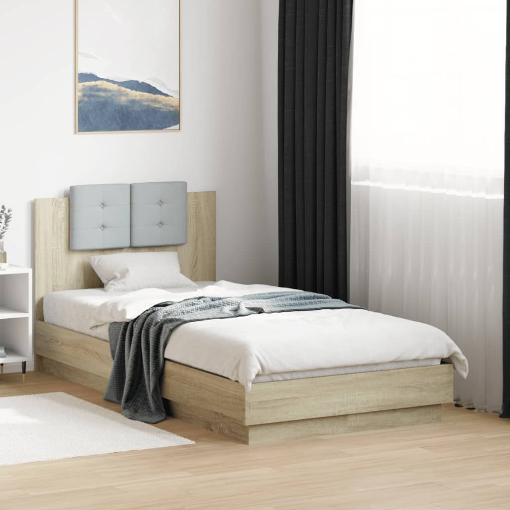 Bedframe met hoofdeinde bewerkt hout sonoma eiken 90x190 cm Bedden & bedframes | Creëer jouw Trendy Thuis | Gratis bezorgd & Retour | Trendy.nl