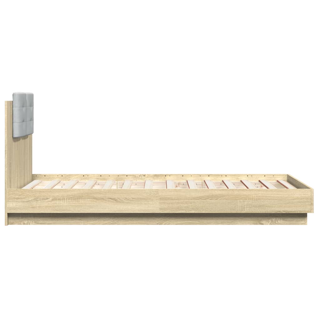 Bedframe met hoofdeinde bewerkt hout sonoma eiken 90x190 cm Bedden & bedframes | Creëer jouw Trendy Thuis | Gratis bezorgd & Retour | Trendy.nl