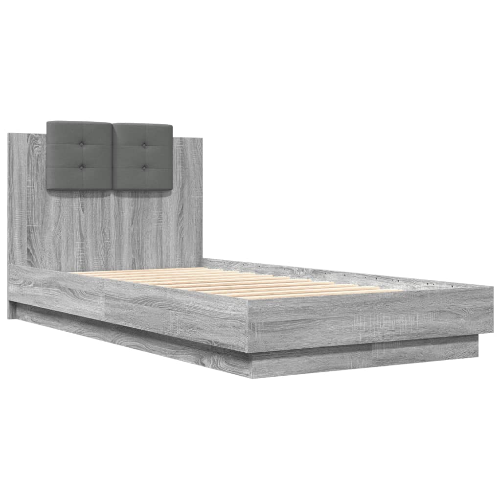 Bedframe met hoofdeinde bewerkt hout grijs sonoma 90x190 cm Bedden & bedframes | Creëer jouw Trendy Thuis | Gratis bezorgd & Retour | Trendy.nl