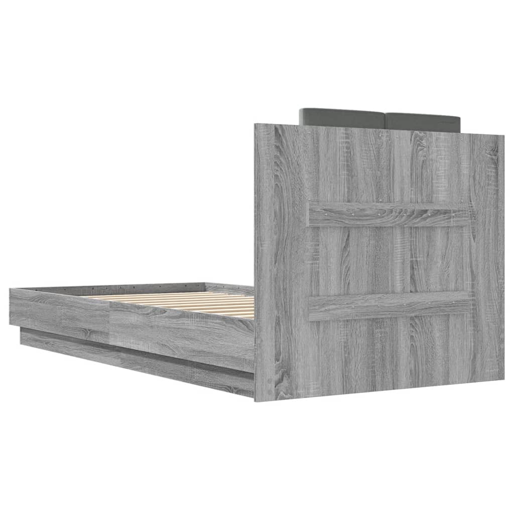 Bedframe met hoofdeinde bewerkt hout grijs sonoma 90x190 cm Bedden & bedframes | Creëer jouw Trendy Thuis | Gratis bezorgd & Retour | Trendy.nl