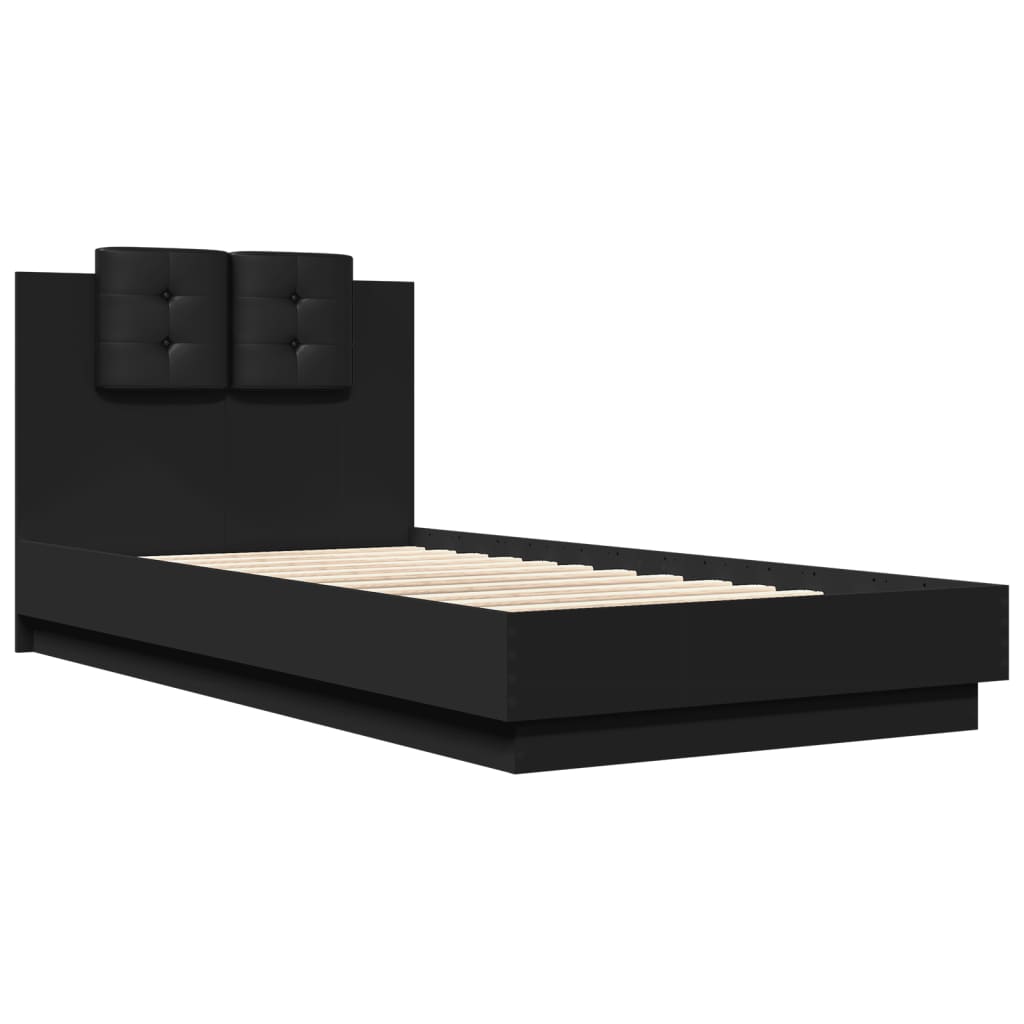 Bedframe met hoofdbord en LED-verlichting zwart 90x190 cm Bedden & bedframes | Creëer jouw Trendy Thuis | Gratis bezorgd & Retour | Trendy.nl