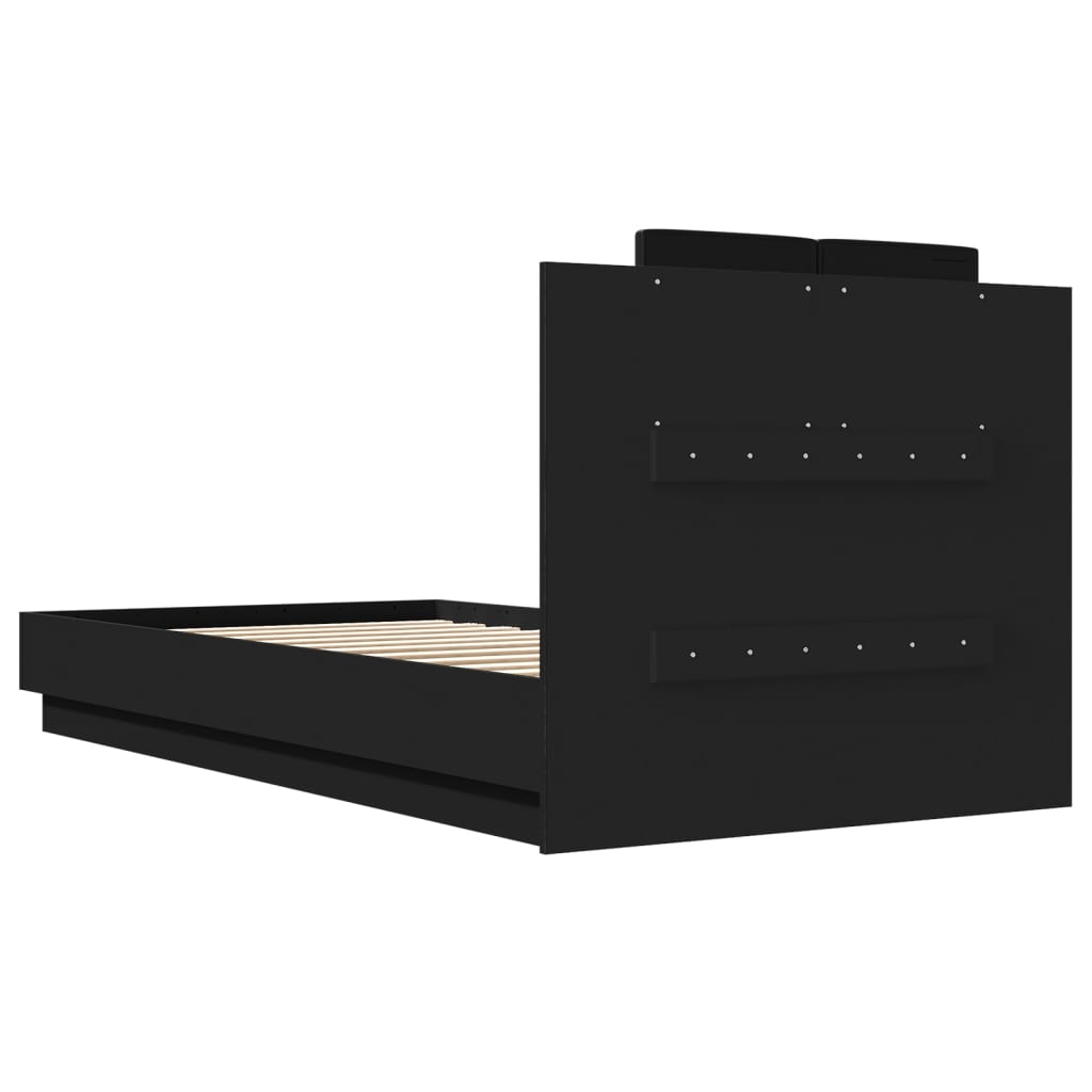 Bedframe met hoofdbord en LED-verlichting zwart 90x190 cm Bedden & bedframes | Creëer jouw Trendy Thuis | Gratis bezorgd & Retour | Trendy.nl