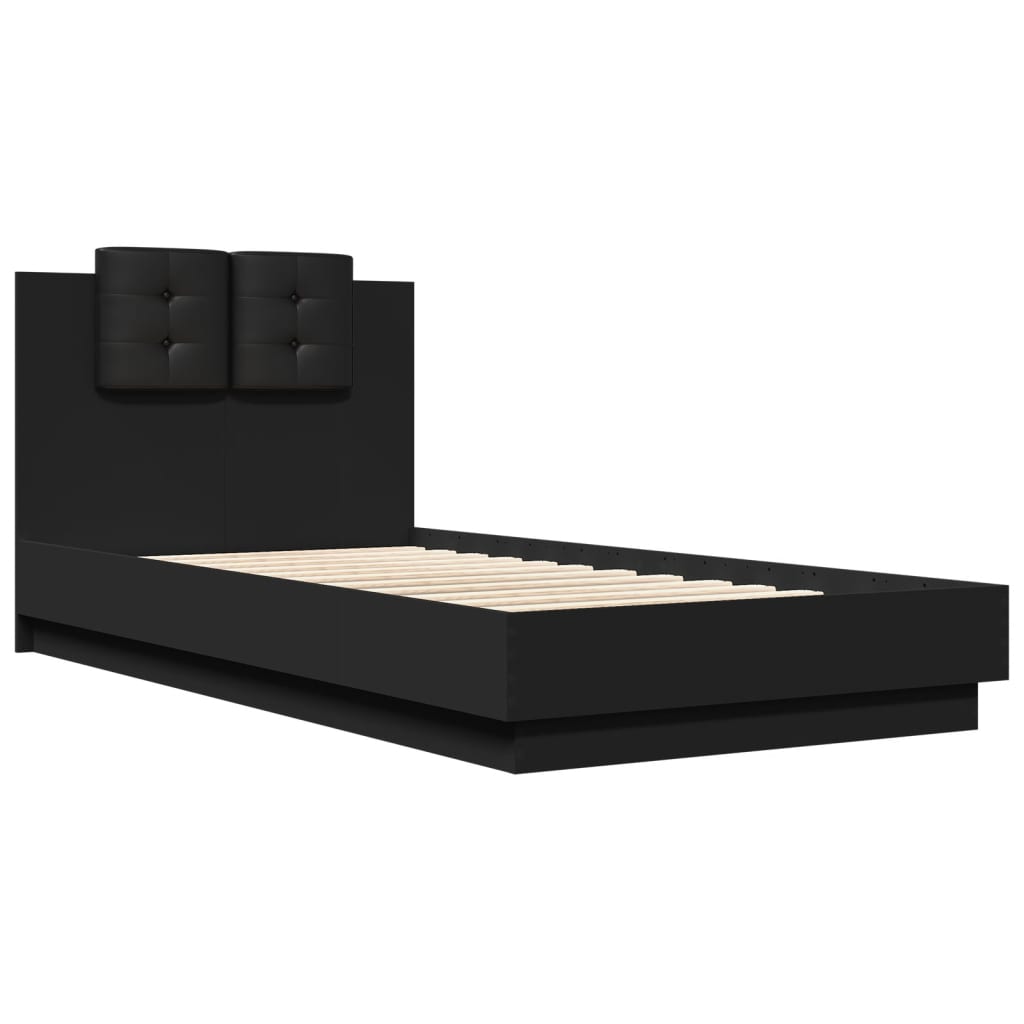 Bedframe met hoofdbord en LED-verlichting zwart 75x190 cm Bedden & bedframes | Creëer jouw Trendy Thuis | Gratis bezorgd & Retour | Trendy.nl