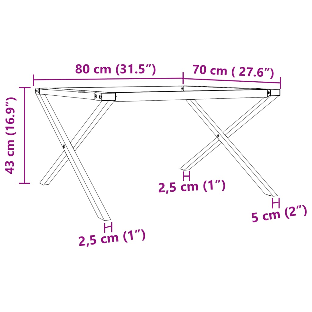 Salontafelpoten X-frame 80x70x43 cm gietijzer Tafelpoten | Creëer jouw Trendy Thuis | Gratis bezorgd & Retour | Trendy.nl