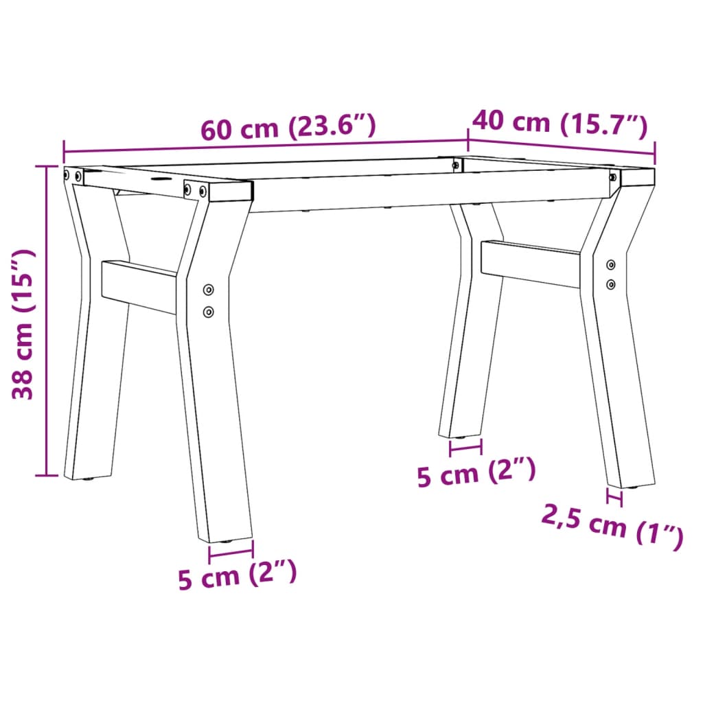 Salontafelpoten Y-frame 60x40x38 cm gietijzer Tafelpoten | Creëer jouw Trendy Thuis | Gratis bezorgd & Retour | Trendy.nl