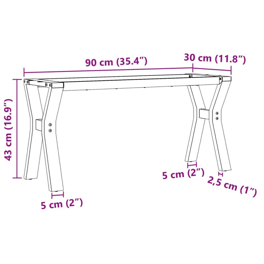 Salontafelpoten Y-frame 90x30x43 cm gietijzer Tafelpoten | Creëer jouw Trendy Thuis | Gratis bezorgd & Retour | Trendy.nl