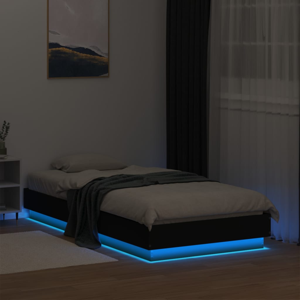 Bedframe met LED-verlichting zwart 90x190 cm Bedden & bedframes | Creëer jouw Trendy Thuis | Gratis bezorgd & Retour | Trendy.nl