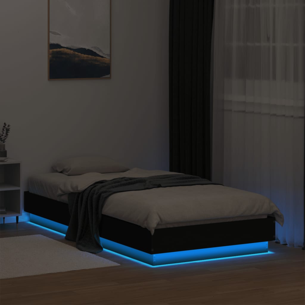 Bedframe met LED-verlichting zwart 75x190 cm Bedden & bedframes | Creëer jouw Trendy Thuis | Gratis bezorgd & Retour | Trendy.nl