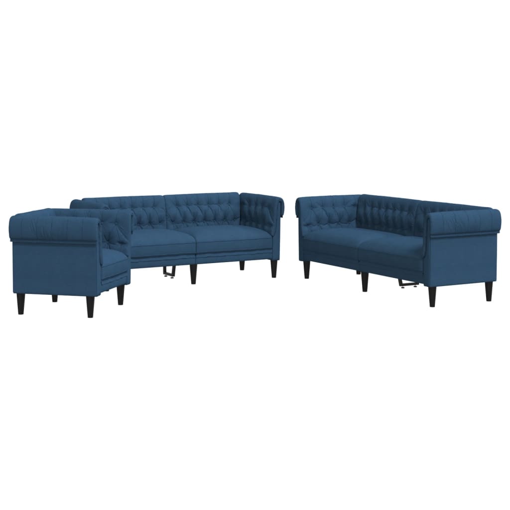 3-delige Loungeset stof blauw