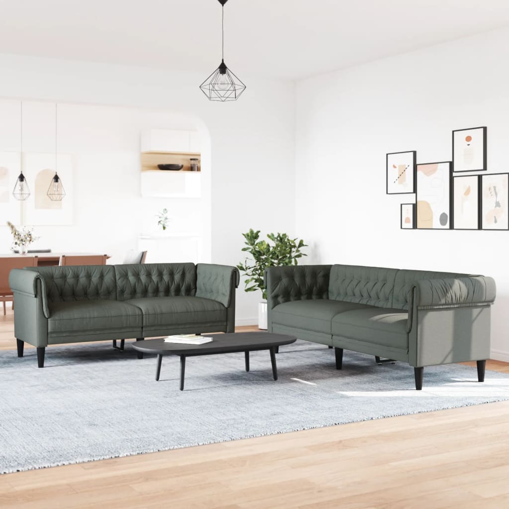 2-delige Loungeset stof donkergrijs Banken | Creëer jouw Trendy Thuis | Gratis bezorgd & Retour | Trendy.nl